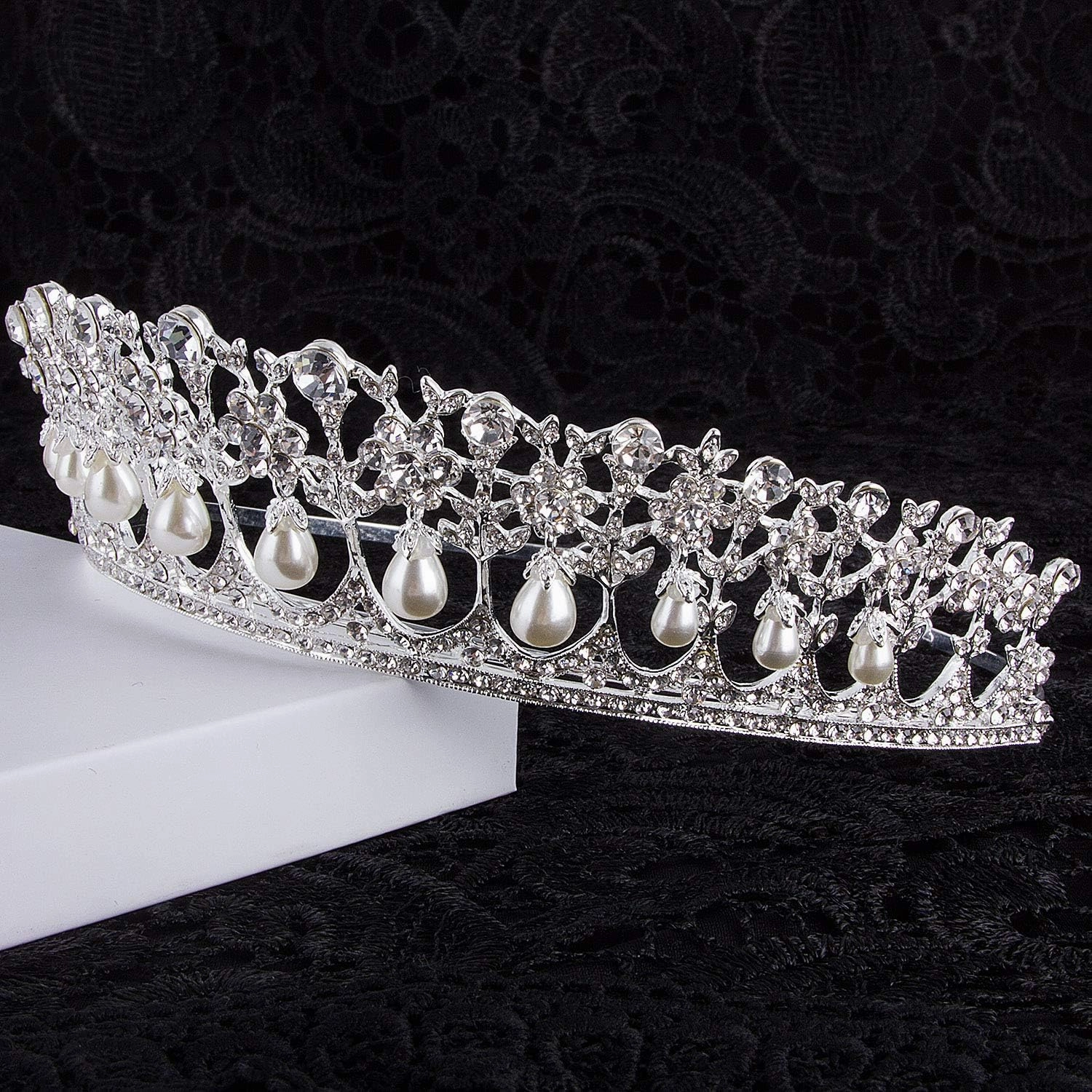 CROWN GUIDE Crystal Rhinestone Queen Bride Tiara Crown for Women Girl Vintage Bridal Birthday Prom Wedding Tiaras and Crowns