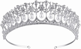 CROWN GUIDE Crystal Rhinestone Queen Bride Tiara Crown for Women Girl Vintage Bridal Birthday Prom Wedding Tiaras and Crowns