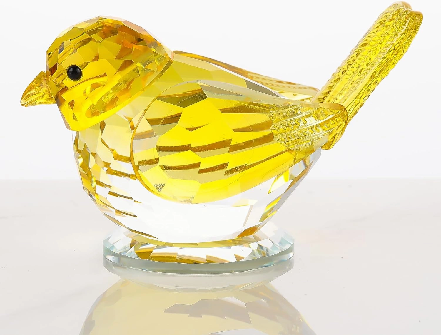 Crystal Handmade Yellow Bird Gifts for Lovers, Art Glass Birds Collectible Figurines for Desk Table Home Decoration