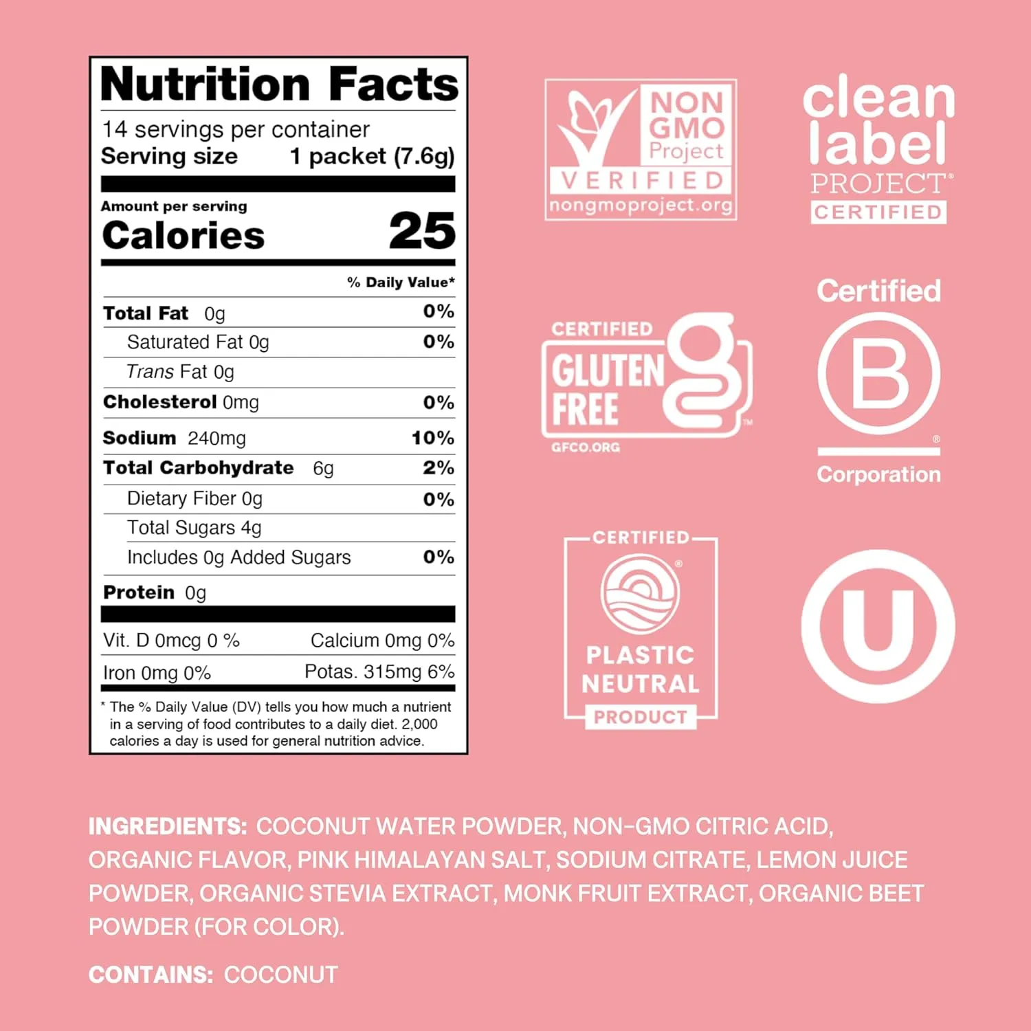 Cure Hydration | Plant-Based Electrolyte Drink Mix | No Added Sugar | FSA & HSA | Dehydration Relief Powder Made with Coconut Water | Non-GMO | Vegan | Pouch of 14 Packets - Strawberry Kiwi