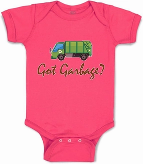 Custom Baby Bodysuit Got Garbage Trucks Funny Cotton Boy & Girl Baby Clothes Hot Pink Design Only 6 Months