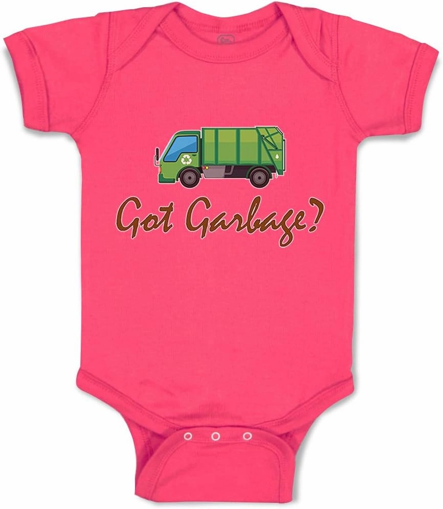 Custom Baby Bodysuit Got Garbage Trucks Funny Cotton Boy & Girl Baby Clothes Hot Pink Design Only 6 Months