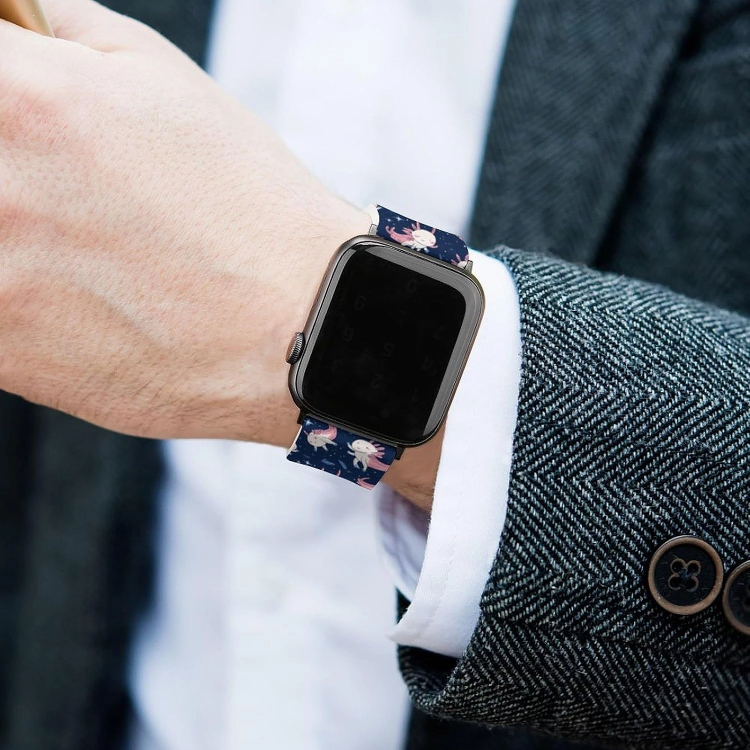 Cute Axolotl Adjustable Silicone Watchband Compatible with IWatch Classic Soft Sports Watch Strap for Men Women