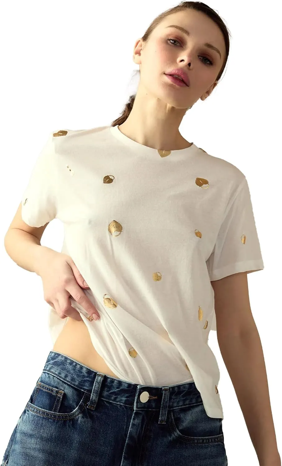 Cynthia Rowley Lock & Key Metallic Tee