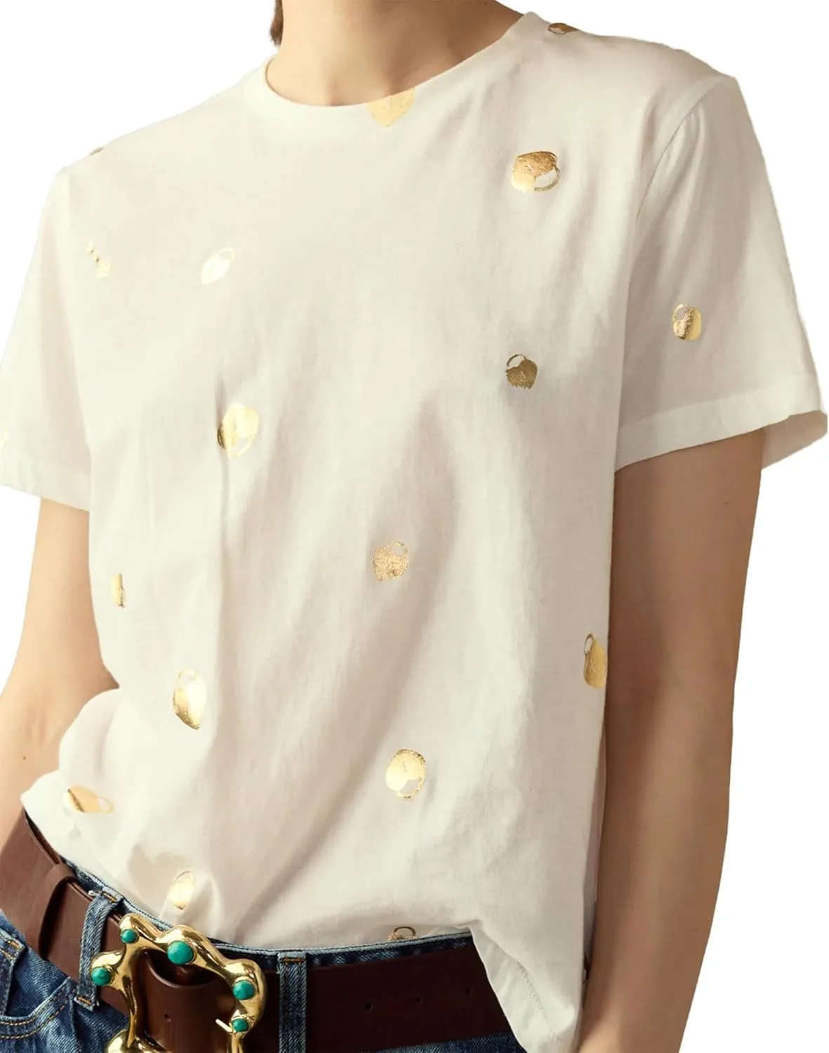 Cynthia Rowley Lock & Key Metallic Tee