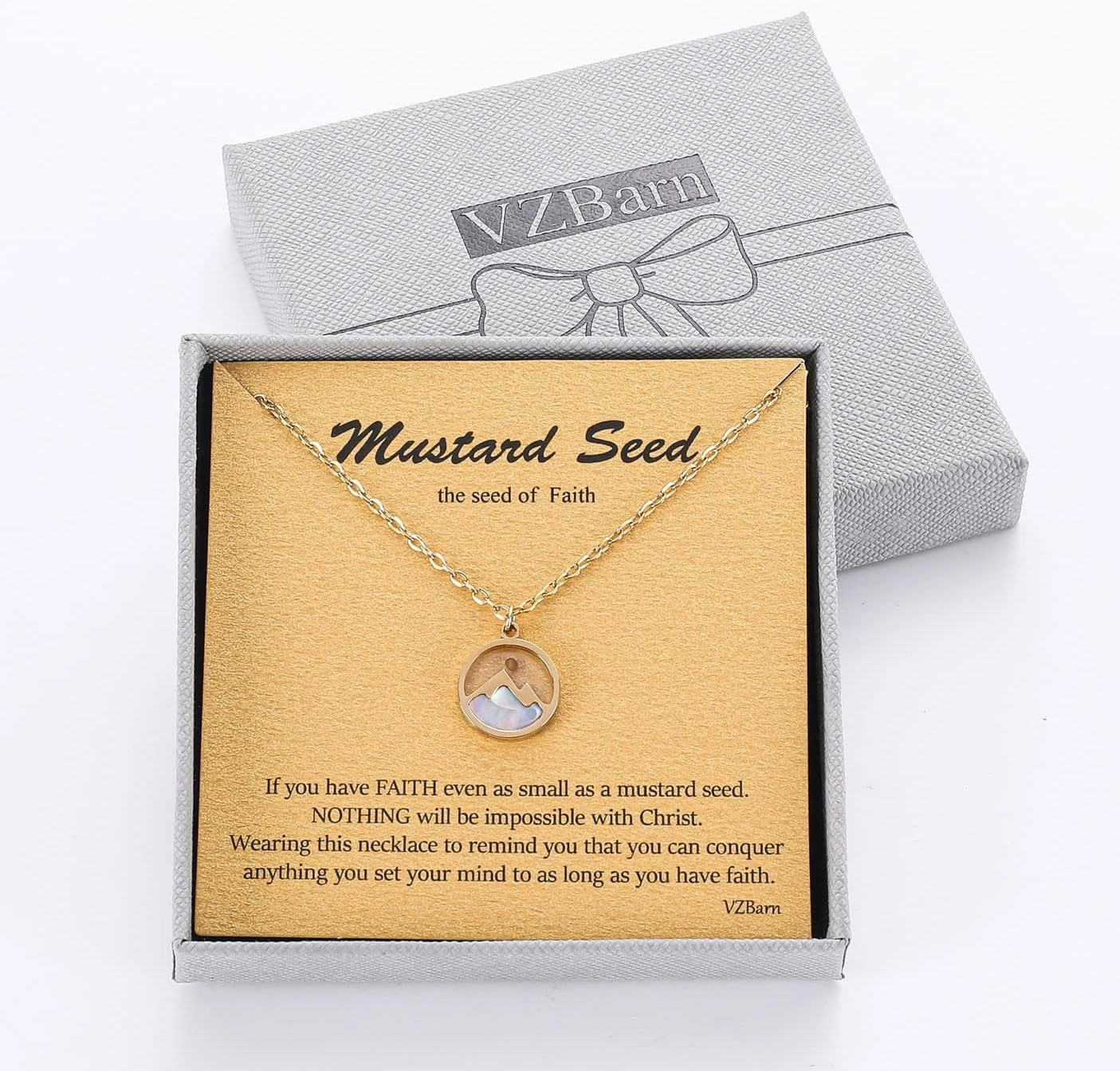 Dainty 14k Gold Plated Stainless Steel Faith Necklace for Women Tiny Move Mountains Charm Choker Christian Jewelry Gift