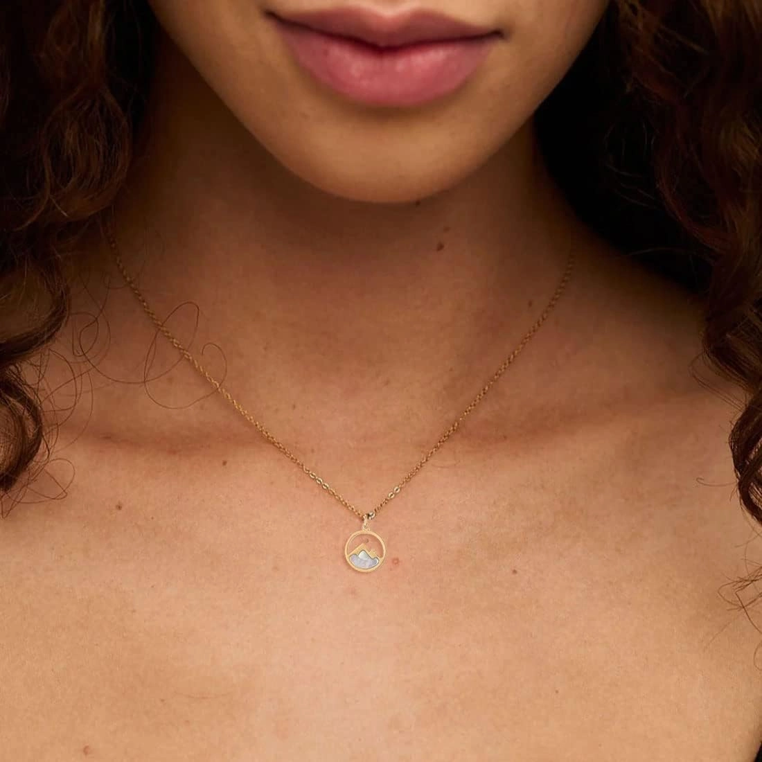 Dainty 14k Gold Plated Stainless Steel Faith Necklace for Women Tiny Move Mountains Charm Choker Christian Jewelry Gift