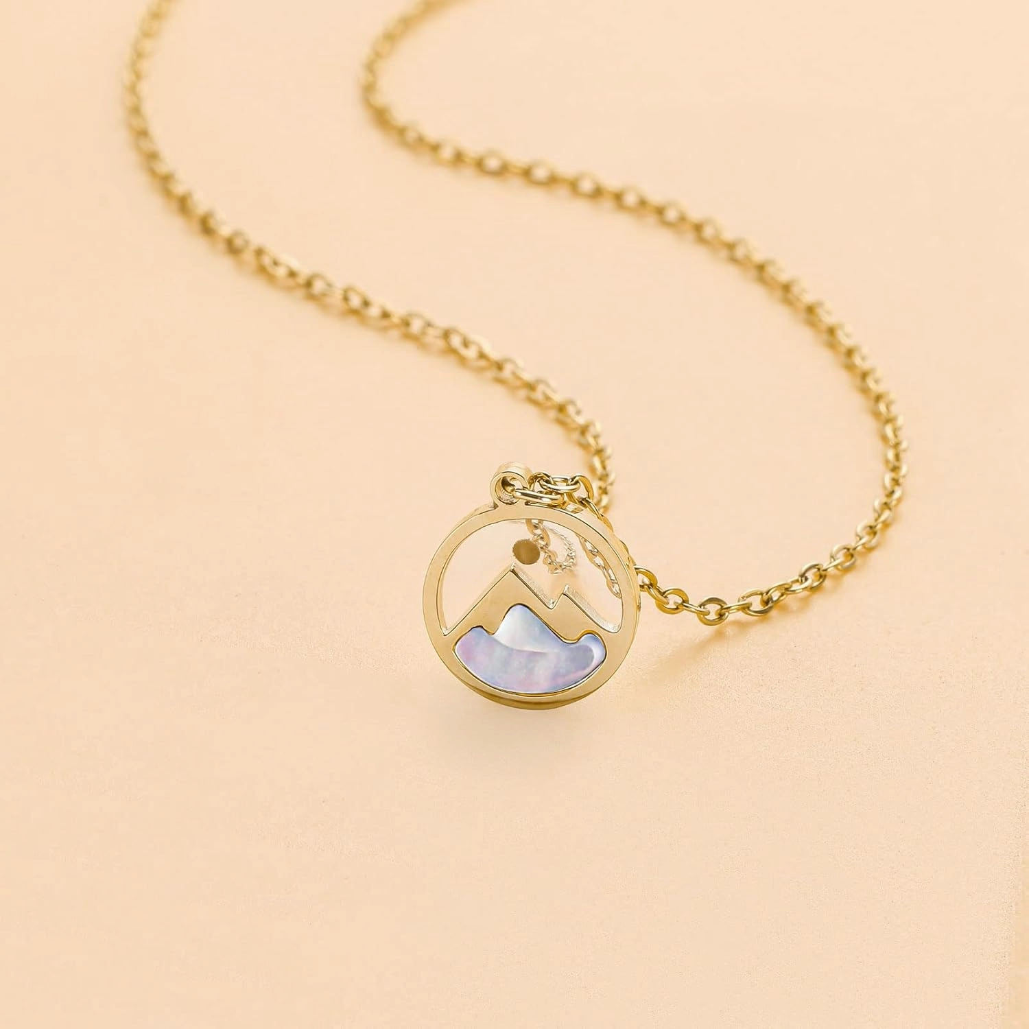 Dainty 14k Gold Plated Stainless Steel Faith Necklace for Women Tiny Move Mountains Charm Choker Christian Jewelry Gift