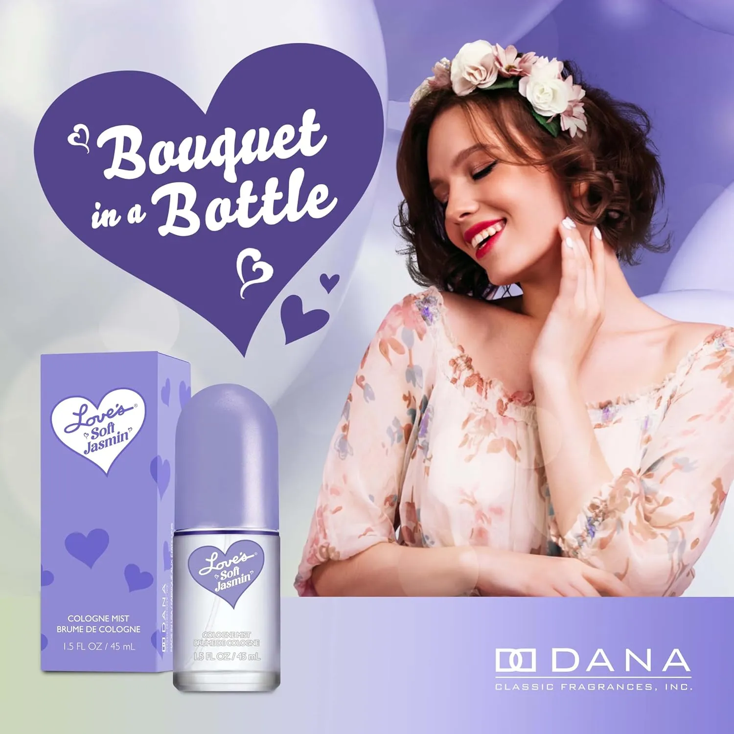 Dana Love's Soft Jasmin Cologne Mist – Romantic Jasmine Perfume Body Spray for Women with Soft, Floral & Musky Scent (1.5oz)