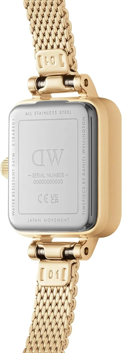 Daniel Wellington Quadro Mini Women’s Watch - 15.4x18.2mm Case, Japanese Quartz Movement, 316L Stainless Steel Mesh Strap, Water Resistant, Small Wrist Watch for Women