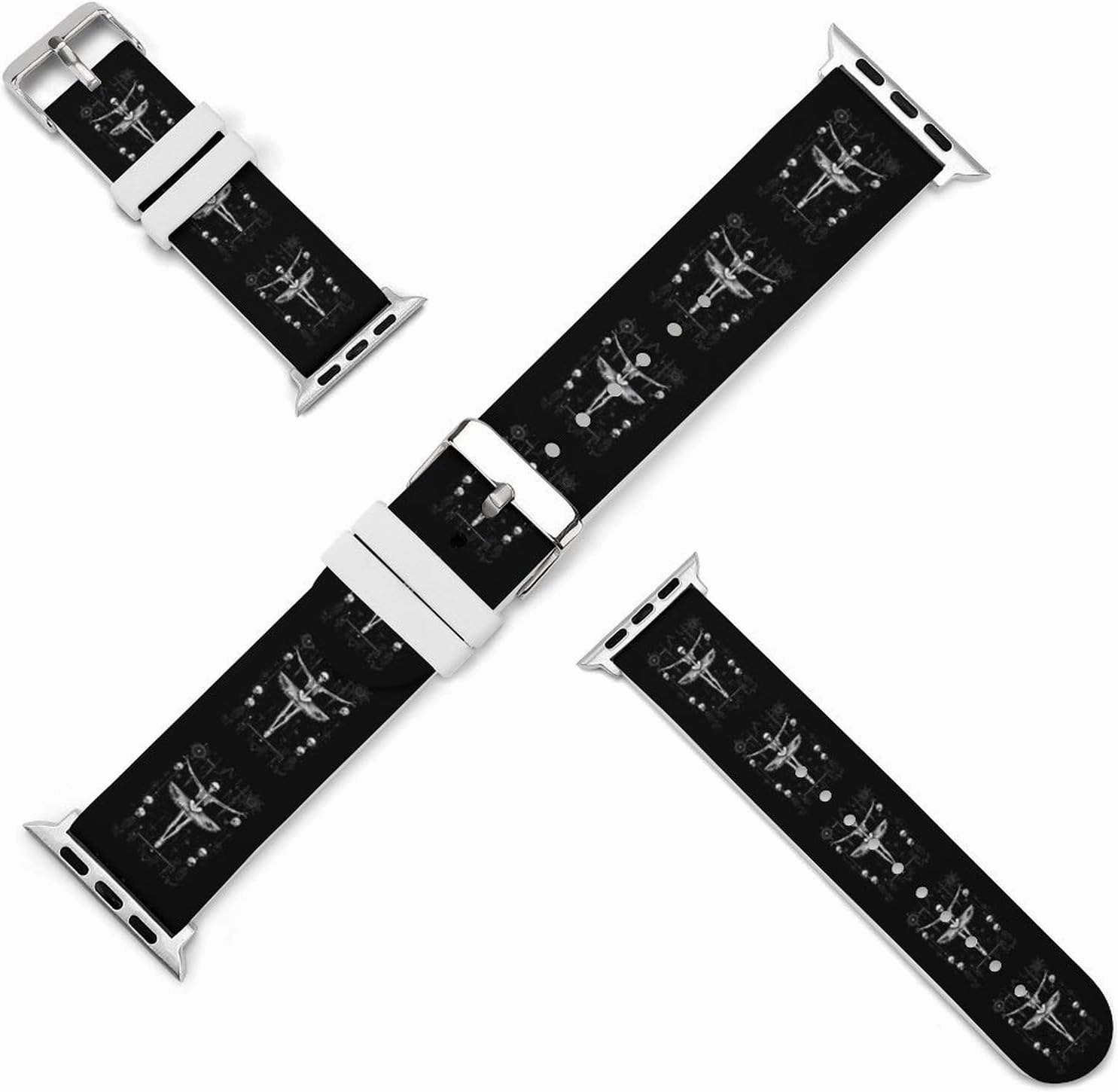 Danse Macabre Adjustable Silicone Watchband Compatible with IWatch Classic Soft Sports Watch Strap for Men Women