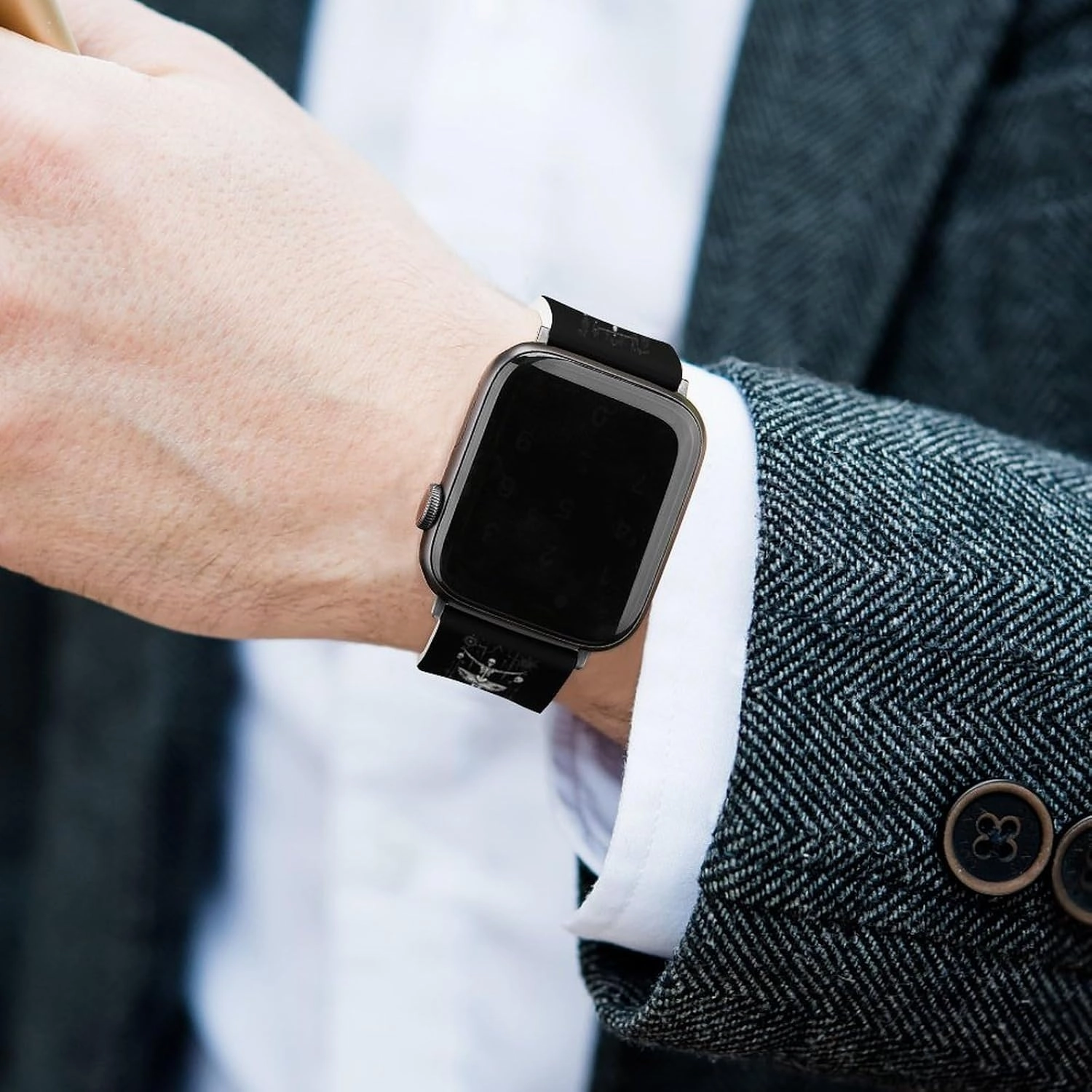 Danse Macabre Adjustable Silicone Watchband Compatible with IWatch Classic Soft Sports Watch Strap for Men Women