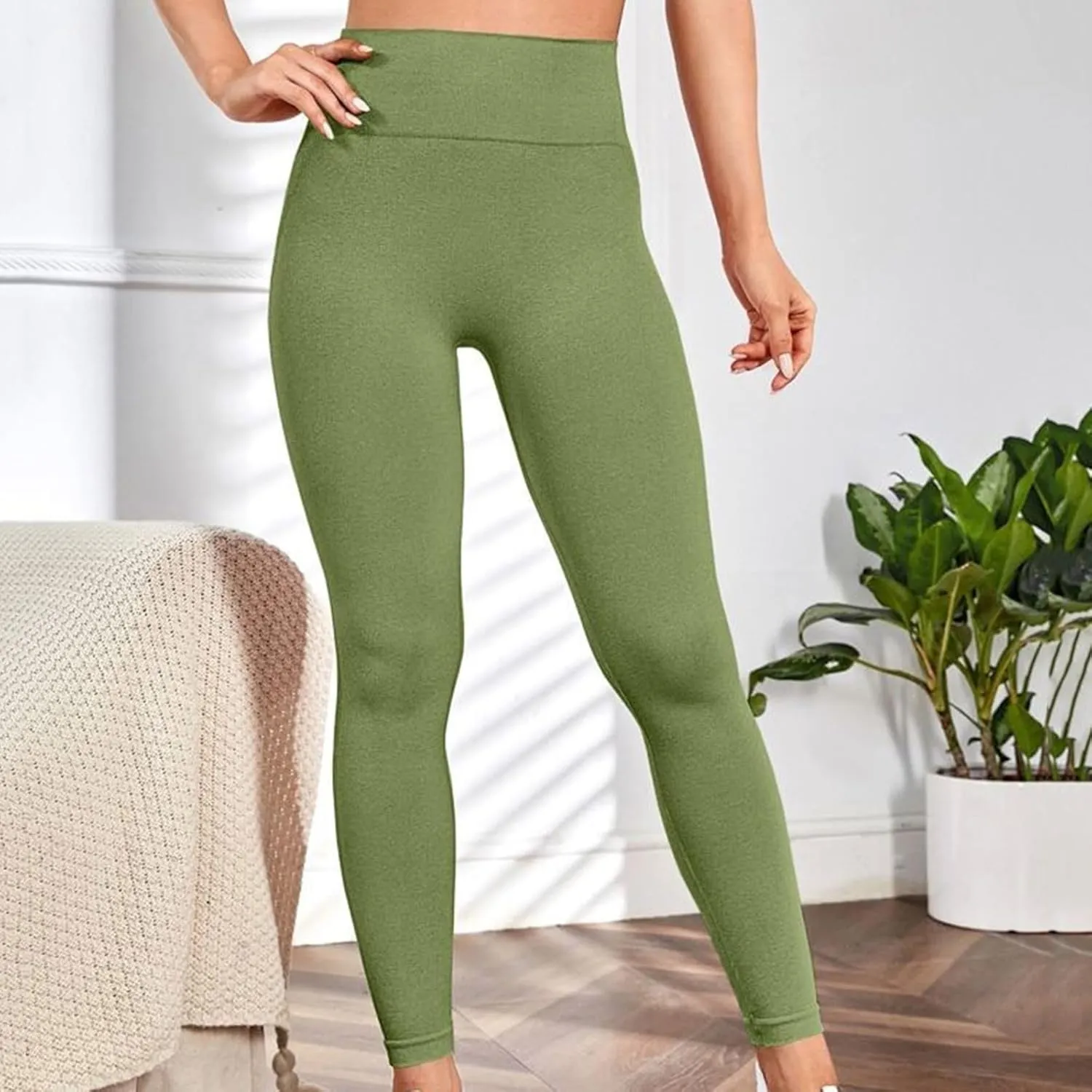 DASAYO Compression Leggings for Women Solid Color Buttery Soft Seamless Stretchy 7/8 Workout Yoga Pants