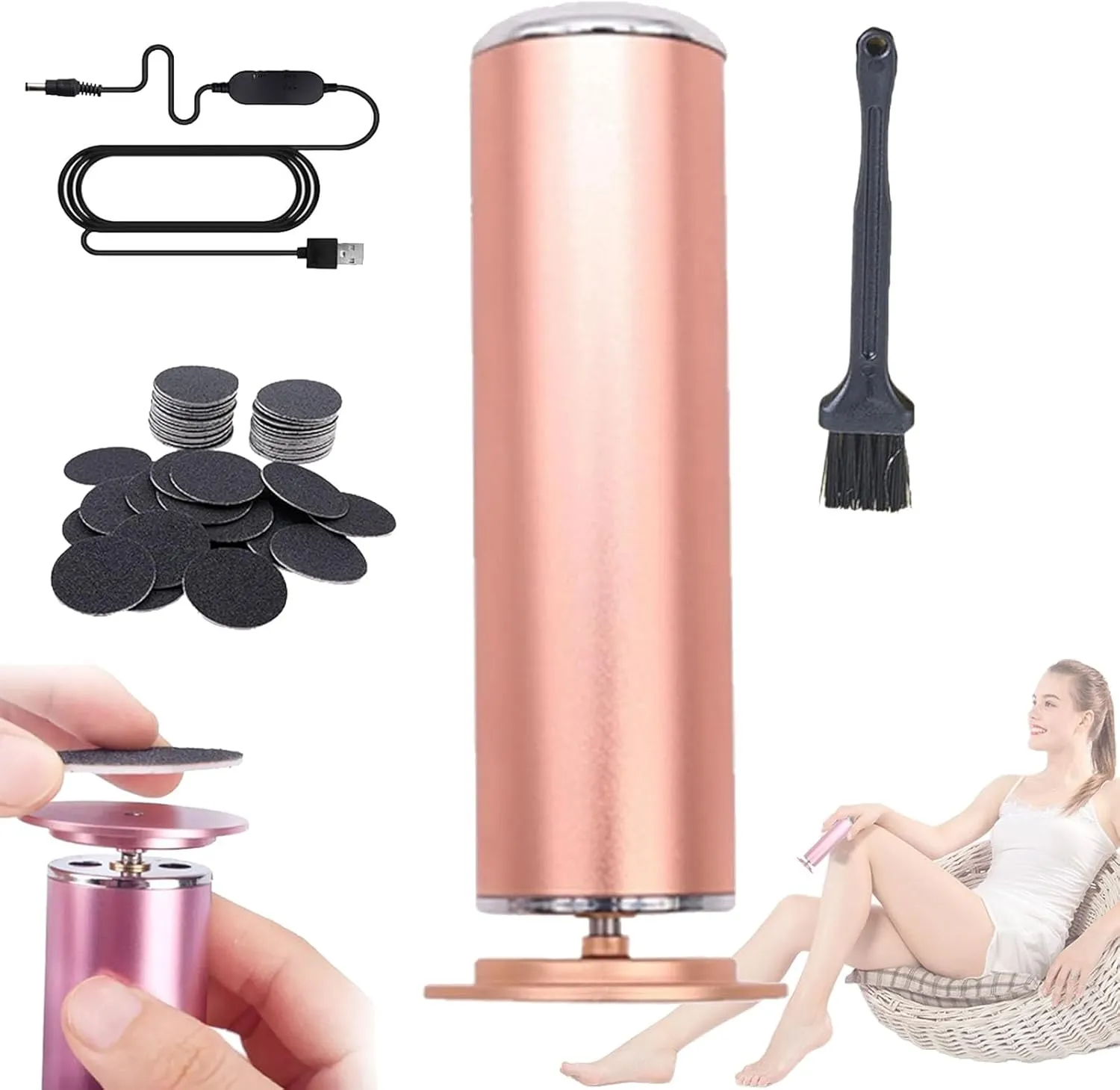 Dermave Electric Foot Callus Remover, Electric Foot File Callus Remover, Dermave Electric Foot Sander for Dead Skin Hard Dry Skin Removal (Gold)