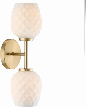DESIGNERS FOUNTAIN DITA 17 inch 2-Light Brushed Gold Wall Sconce with Etched Opal Glass Shades, D289M-2WS-BG