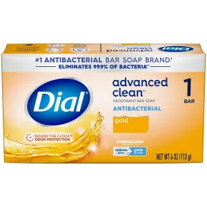 Dial Advanced Clean Antibacterial Deodorant Bar Soap, Gold Scent, 4 Oz., 36 Bars/Box (00052336926172)