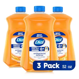 Dial Antibacterial Liquid Hand Soap Refill, Gold, 52 fl oz (Pack of 3)