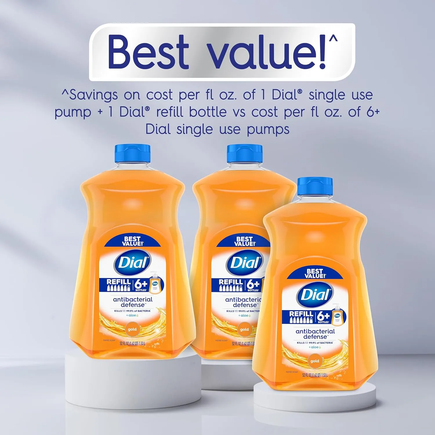 Dial Antibacterial Liquid Hand Soap Refill, Gold, 52 fl oz (Pack of 3)
