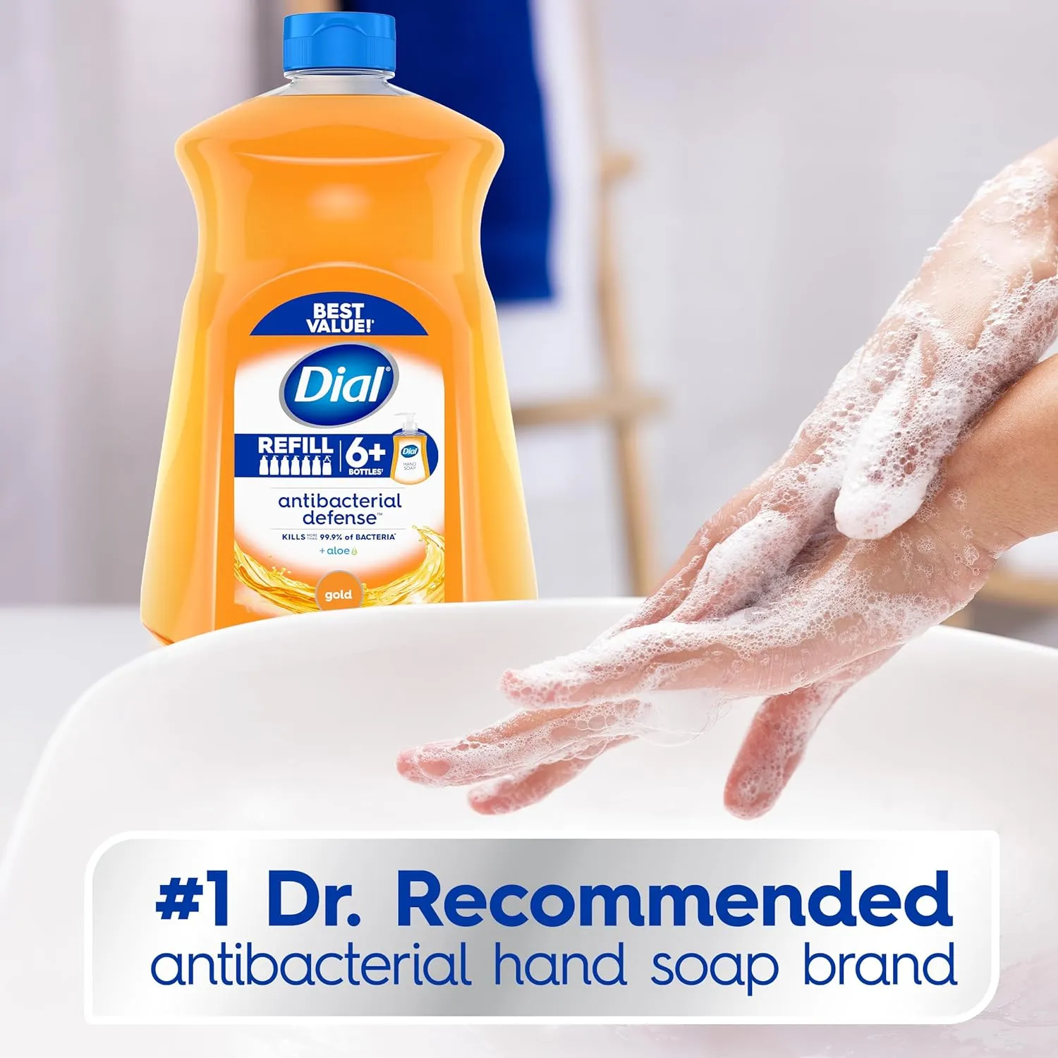Dial Antibacterial Liquid Hand Soap Refill, Gold, 52 fl oz (Pack of 3)