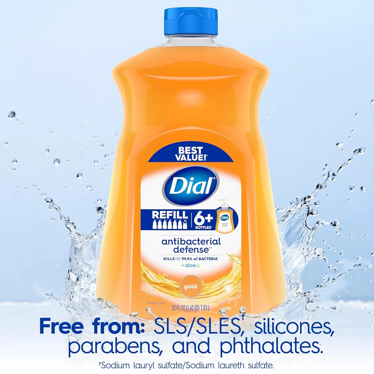 Dial Antibacterial Liquid Hand Soap Refill, Gold, 52 fl oz (Pack of 3)