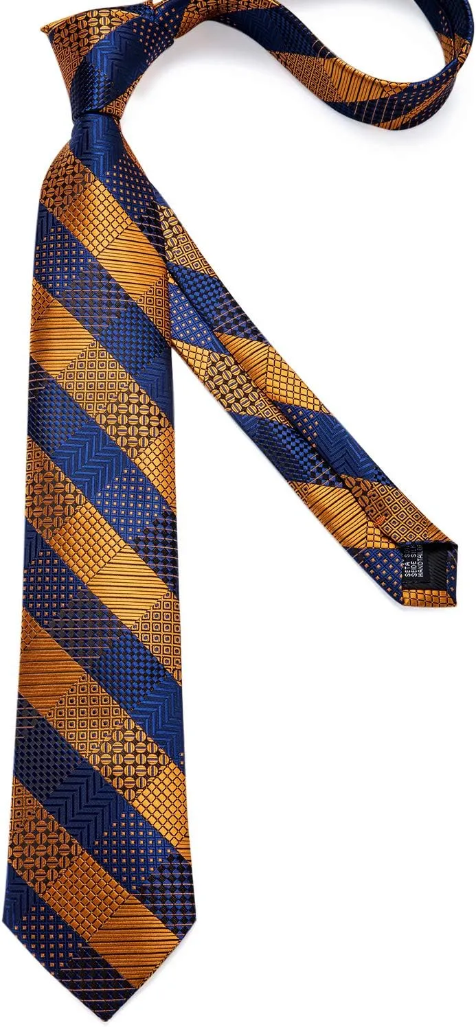 DiBanGu Silk Ties for Men Necktie and Lapel Pin Brooch Set Formal Woven Paisley Plaid Striped Solid Tie Wedding Party