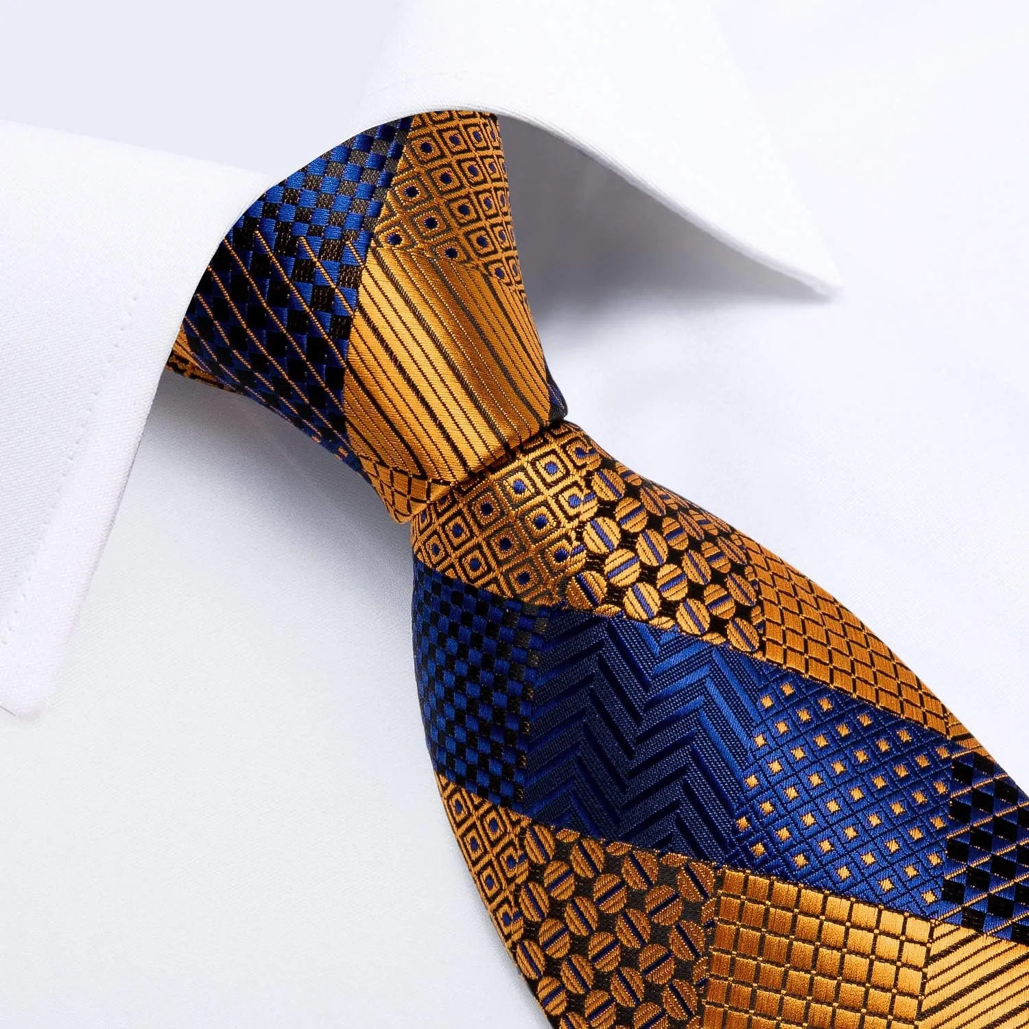 DiBanGu Silk Ties for Men Necktie and Lapel Pin Brooch Set Formal Woven Paisley Plaid Striped Solid Tie Wedding Party