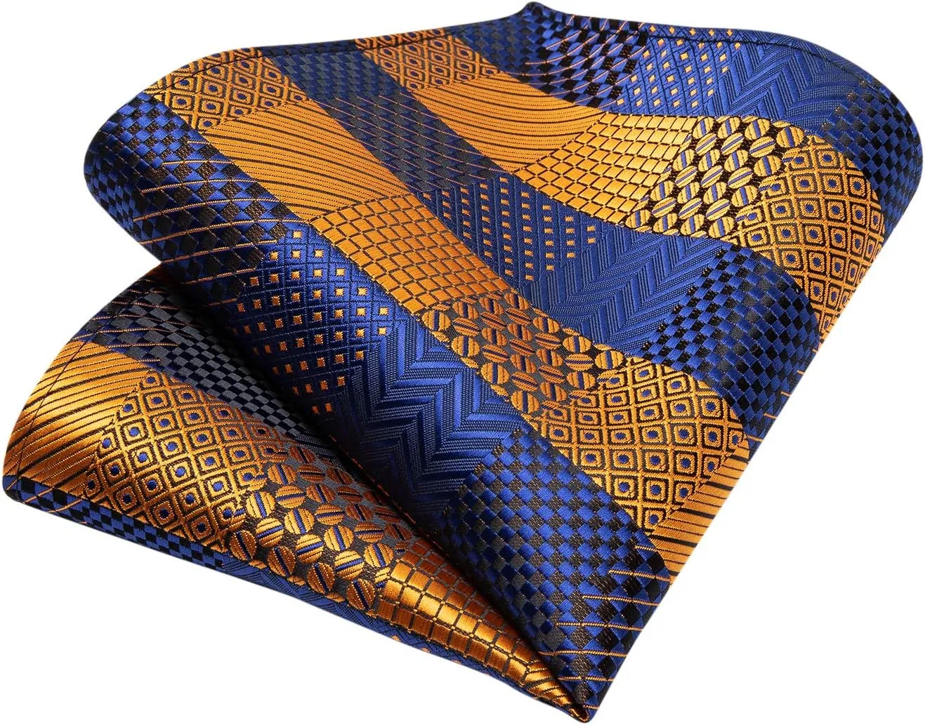 DiBanGu Silk Ties for Men Necktie and Lapel Pin Brooch Set Formal Woven Paisley Plaid Striped Solid Tie Wedding Party