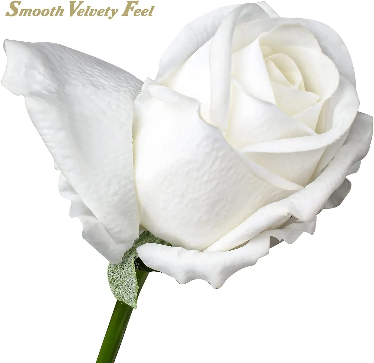 DILATATA Artificial Realistic Roses White Flowers 24" Real Touch Silk Roses Bouquet Long Stems Rose Fake Roses Decor for Home Party Wedding Table Centerpieces Roses Realistic - 5 Pcs