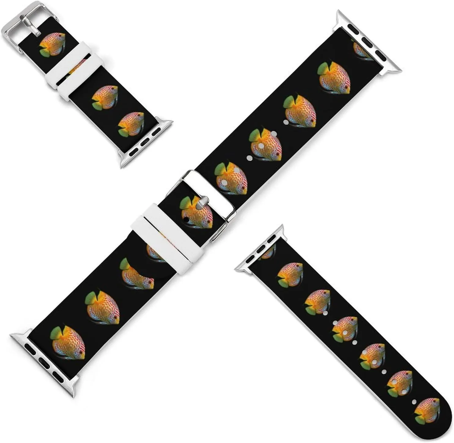 Discus Fish Adjustable Silicone Watchband Compatible with IWatch Classic Soft Sports Watch Strap for Men Women