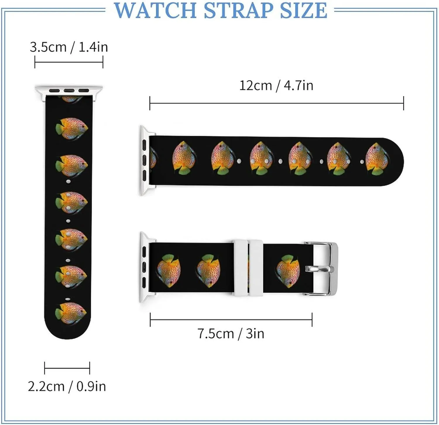 Discus Fish Adjustable Silicone Watchband Compatible with IWatch Classic Soft Sports Watch Strap for Men Women