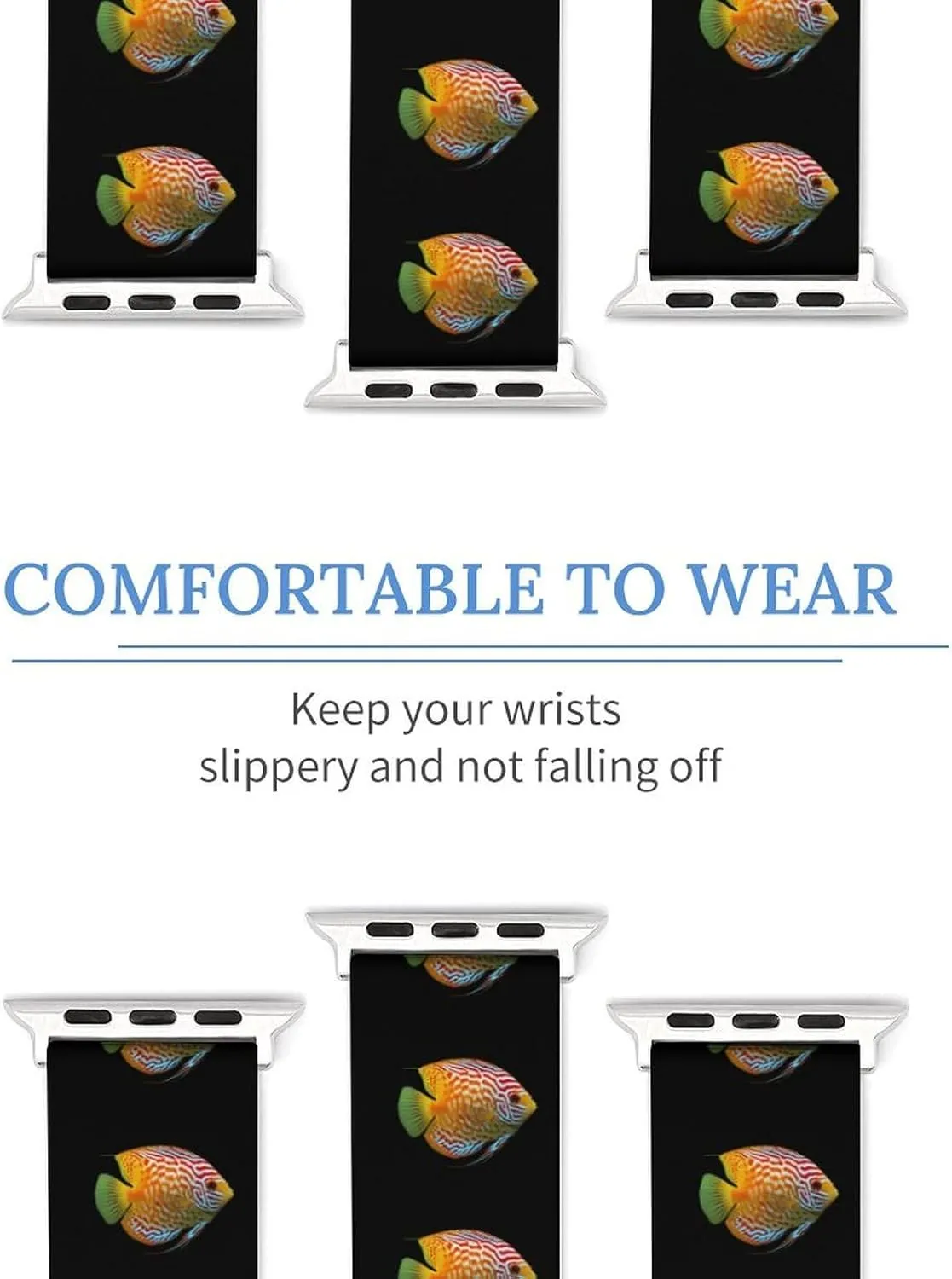 Discus Fish Adjustable Silicone Watchband Compatible with IWatch Classic Soft Sports Watch Strap for Men Women