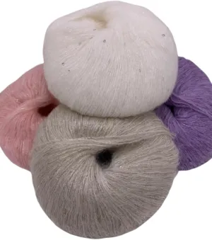 DIY Hand-Knitted Gold Sequined Mohair Sweater Shawl Wool Thread (Color : Champagne)