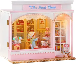 DIY Miniature Dollhouse Kit - Fairy Tale Series, Openable Shop Models for Adult (The Sweet House)