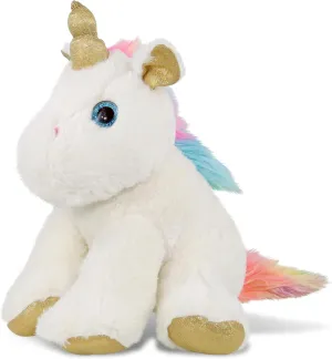 DolliBu White & Gold Unicorn Stuffed Animal Plush, Kids & Adults Huggable Rainbow Unicorn Cuddle Gifts, Cute Stuffed Animals for Toddler & Baby - 11.5 Inch