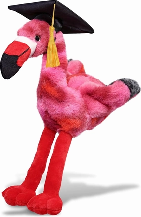 DolliBu Pink Tie-Dye Flamingo Graduation Plush Toy - Super Soft Flamingo Graduation Stuffed Animal Dress Up with Graduation Cap with Tassel - Reward Celebration Grad Gift - 10 Inch
