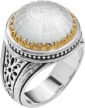 Dome Sterling Silver 18k Gold Mother of Pearl Ring DKJ972-313 S8