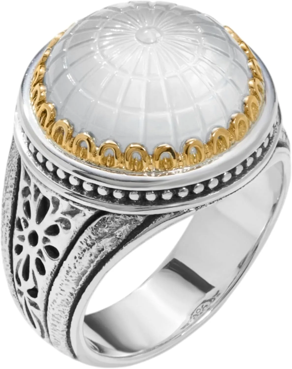 Dome Sterling Silver 18k Gold Mother of Pearl Ring DKJ972-313 S8