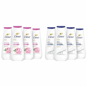 Dove Body Wash Renewing Peony and Rose Oil 4 Count for Renewed & Body Wash Deep Moisture 4 Count For Dry Skin Moisturizing Skin Cleanser