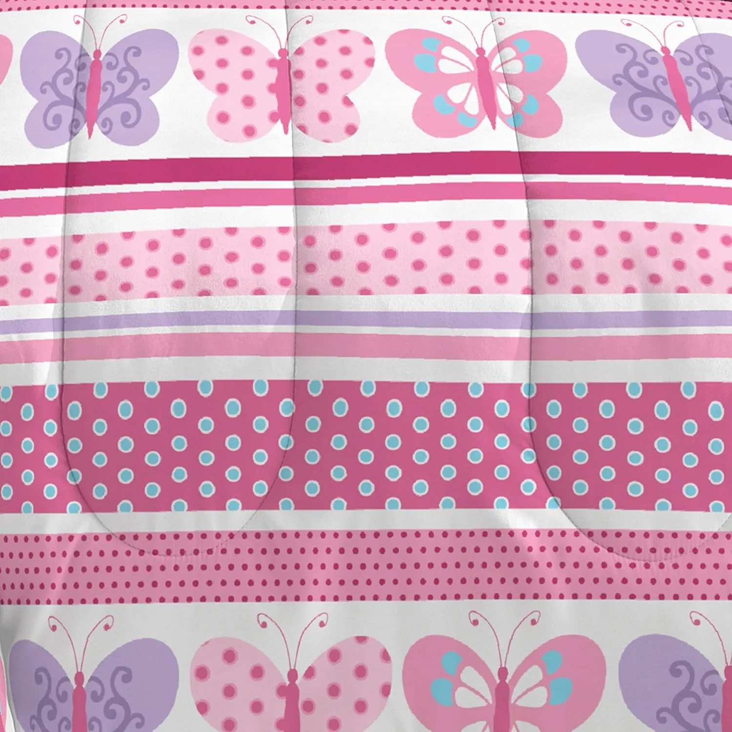 Dream Factory Butterfly Dots Ultra Soft Microfiber Girls Comforter Set, Pink, Twin