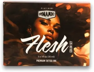 Dynamic Color Co- Tattoo Ink Set: Flesh Tones - Explore Precision with 5 Natural Shades (1 oz Each) from The Platinum Collection. Reach Compliant, Crafted in Spain.