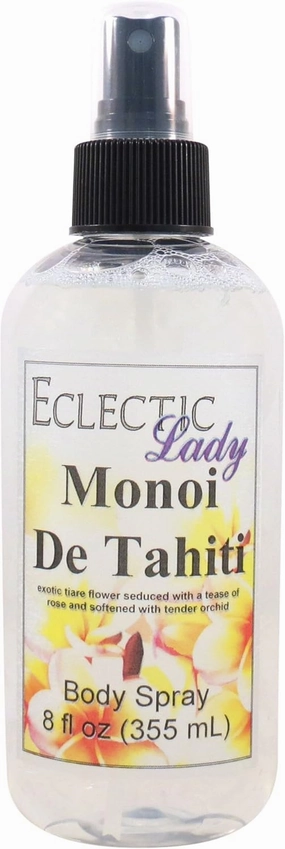Eclectic Lady Monoi de Tahiti Body Spray, Double Strength, 8 ounces, Body Mist for Women with Clean, Light & Gentle Fragrance, Cologne with Soft, Subtle Aroma For Daily Use