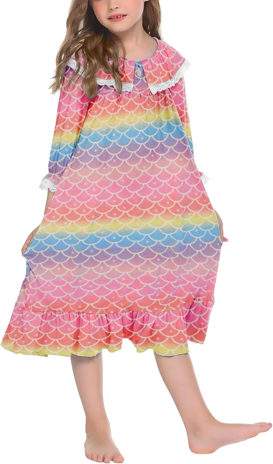 Ekouaer Girl's Soft Princess Nightgowns Sleep Shirt