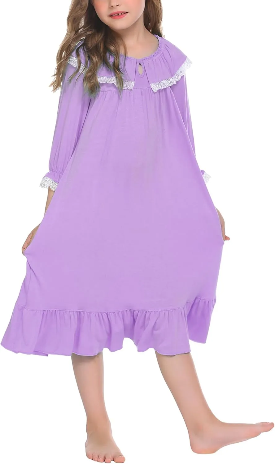 Ekouaer Girl's Soft Princess Nightgowns Sleep Shirt