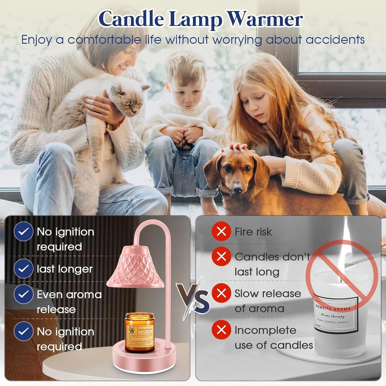 Electric Candle Warmer Lamp with Timer: Dimmable Candles Light with 2 Bulbs for Home Decor - Scented Wax Melt Warmers (Pink)