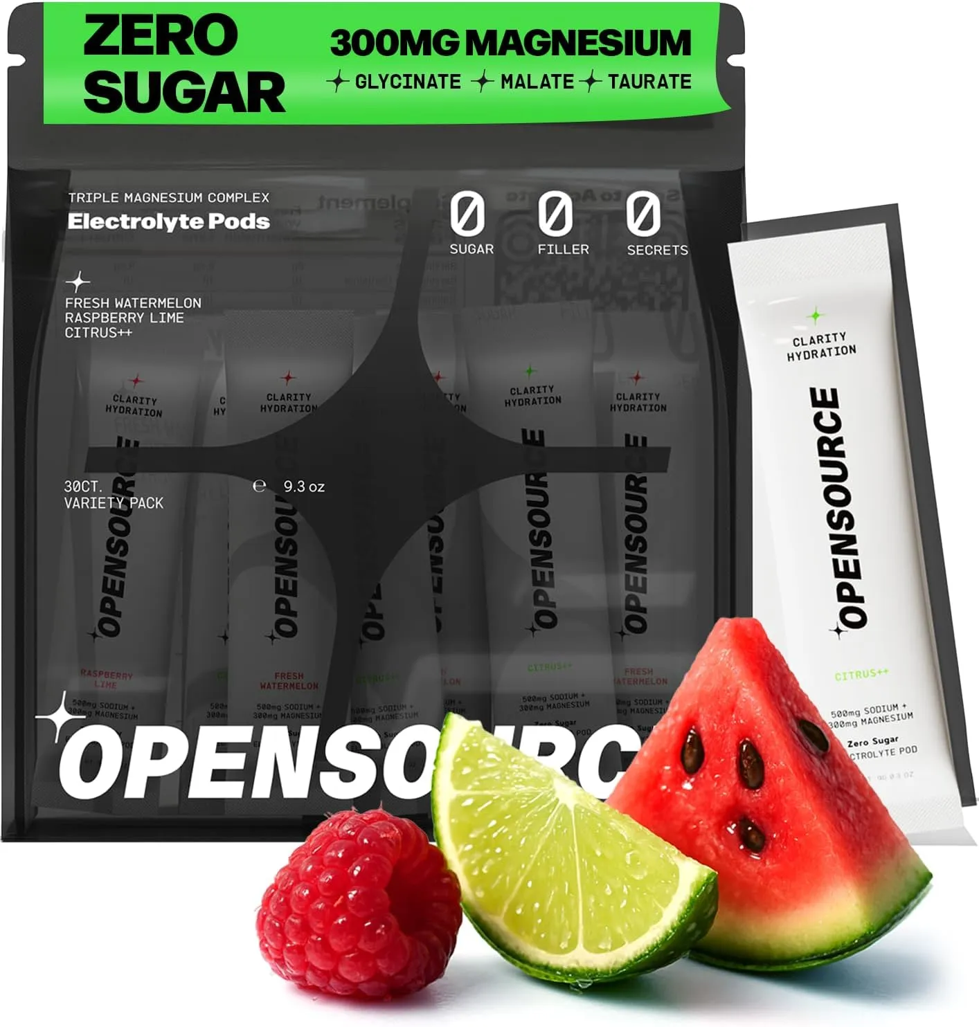 Electrolytes | Zero Sugar All Natural Instant Hydration Packets | Triple Magnesium Electrolyte Powder Sticks | Carnivore, Paleo, Keto | Variety Pack - Fresh Watermelon | Raspberry Lime | Lemon Lime