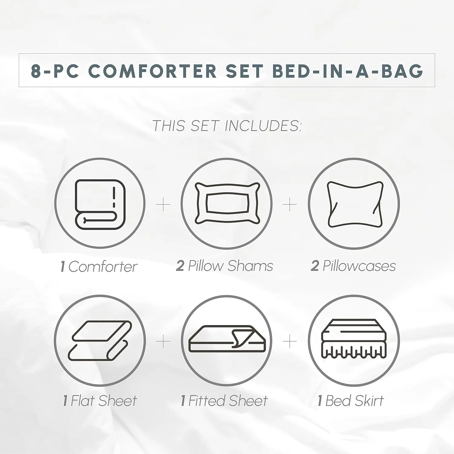 Elegant Comfort Wrinkle Resistant - Silky Soft Dobby Stripe Bed-in-a-Bag 8-Piece Comforter Set - King Gold