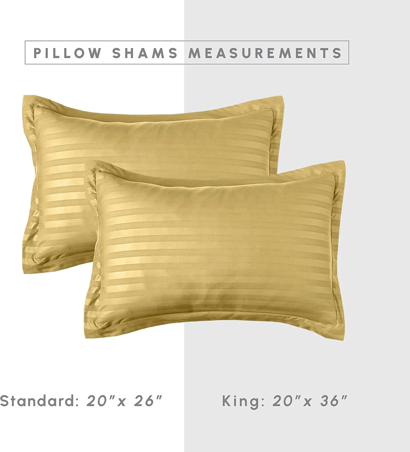 Elegant Comfort Wrinkle Resistant - Silky Soft Dobby Stripe Bed-in-a-Bag 8-Piece Comforter Set - King Gold
