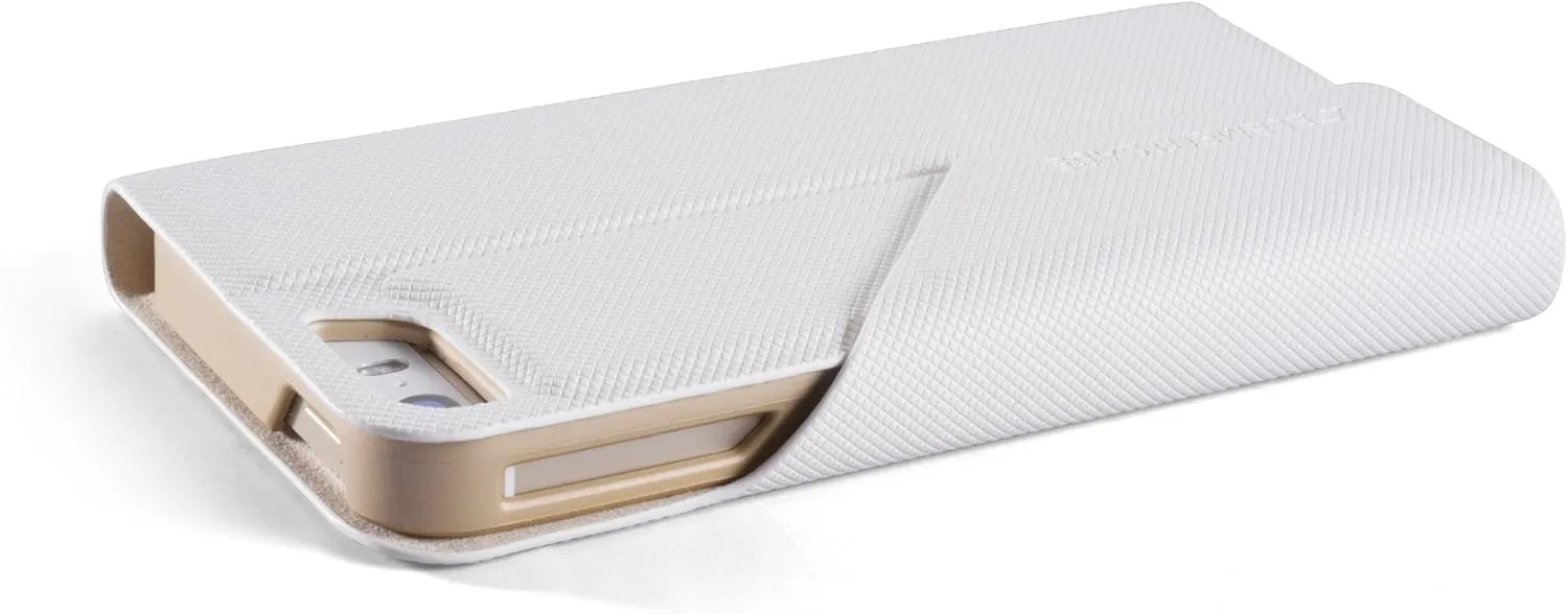 Element Case Soft-Tec Wallet for iPhone 5/5 - Retail Packaging - White/Gold