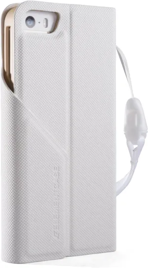 Element Case Soft-Tec Wallet for iPhone 5/5 - Retail Packaging - White/Gold