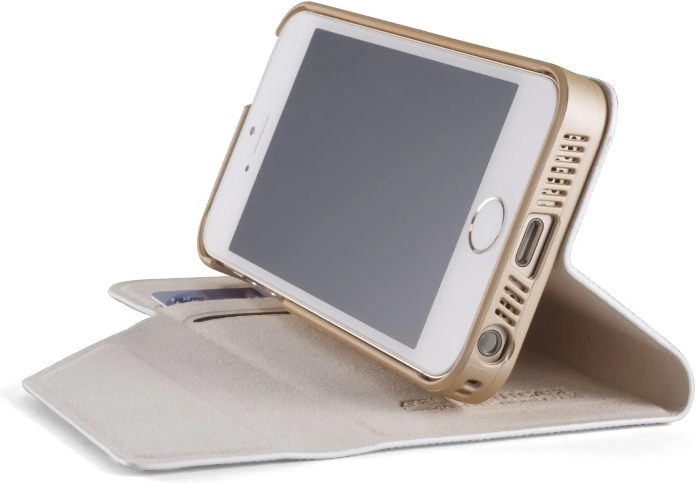 Element Case Soft-Tec Wallet for iPhone 5/5 - Retail Packaging - White/Gold